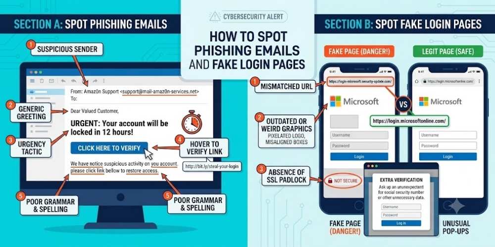 How to Spot Phishing Emails and Fake Login Pages