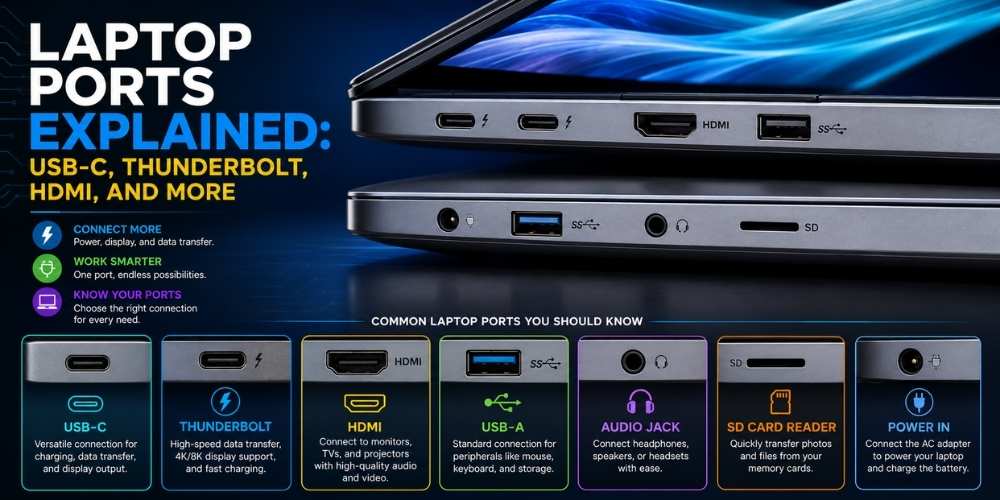 Laptop Ports Explained USB-C, Thunderbolt, HDMI, and More